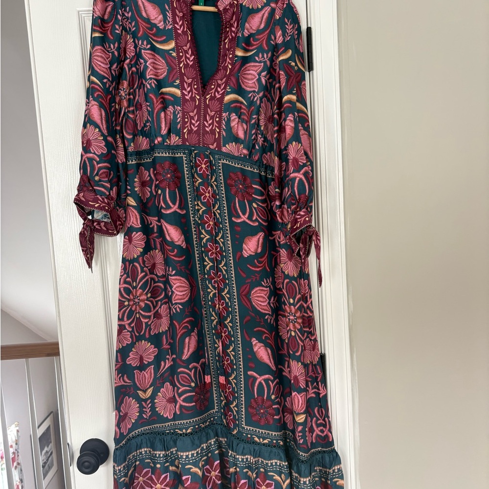 Farm Rio Floral Print Dress in Pink and Green
